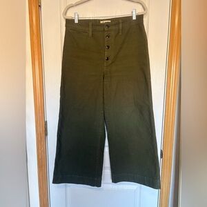 Madewell Olive Wide-Leg Button-Fly Chinos